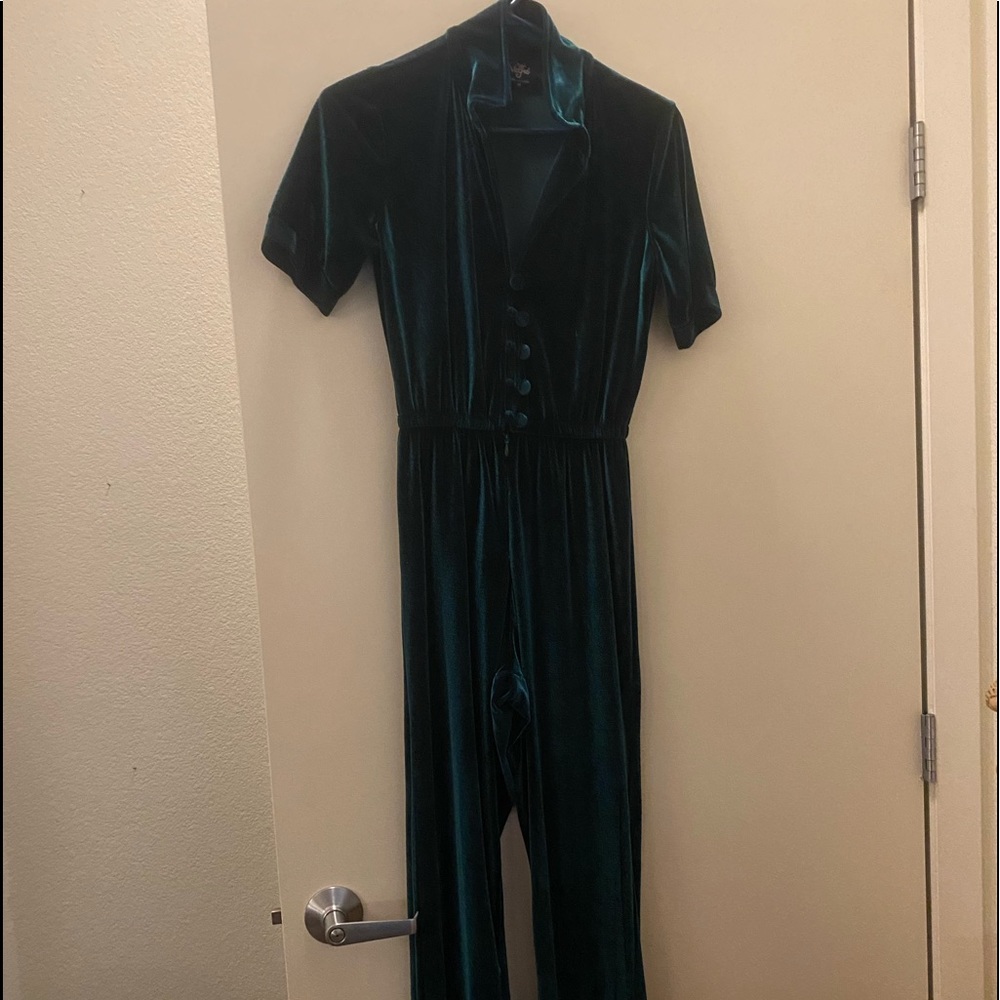 Valfre green velvet jumpsuit. Never worn.